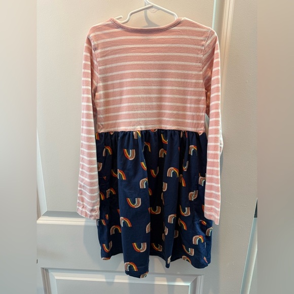 Hanna Andersson Mixie Long Sleeve striped rainbow pink cotton play dress 120/6 - Picture 4 of 5